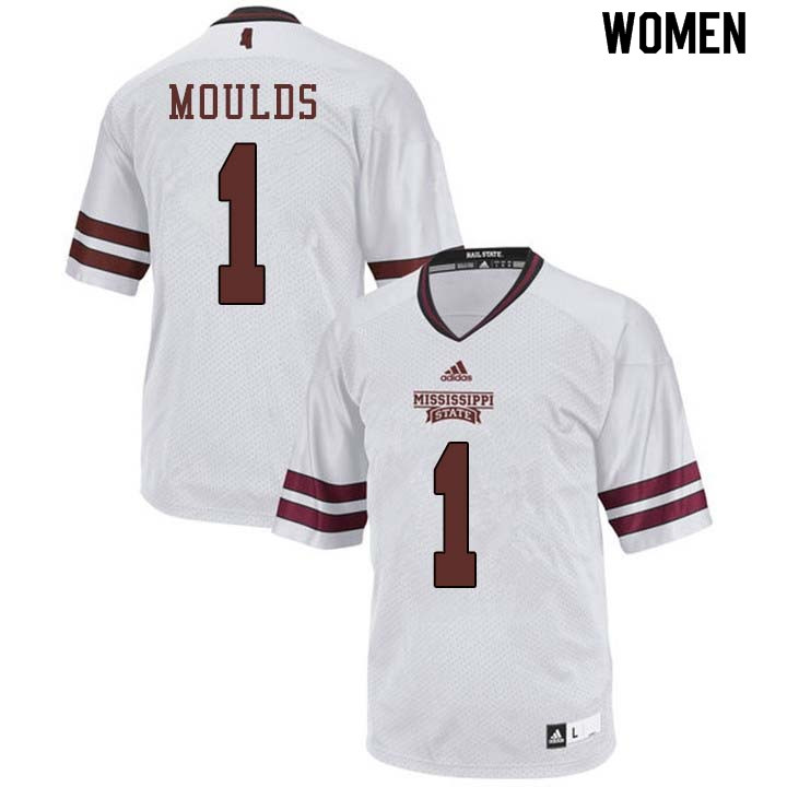 Women #1 Eric Moulds Mississippi State Bulldogs College Football Jerseys Sale-White